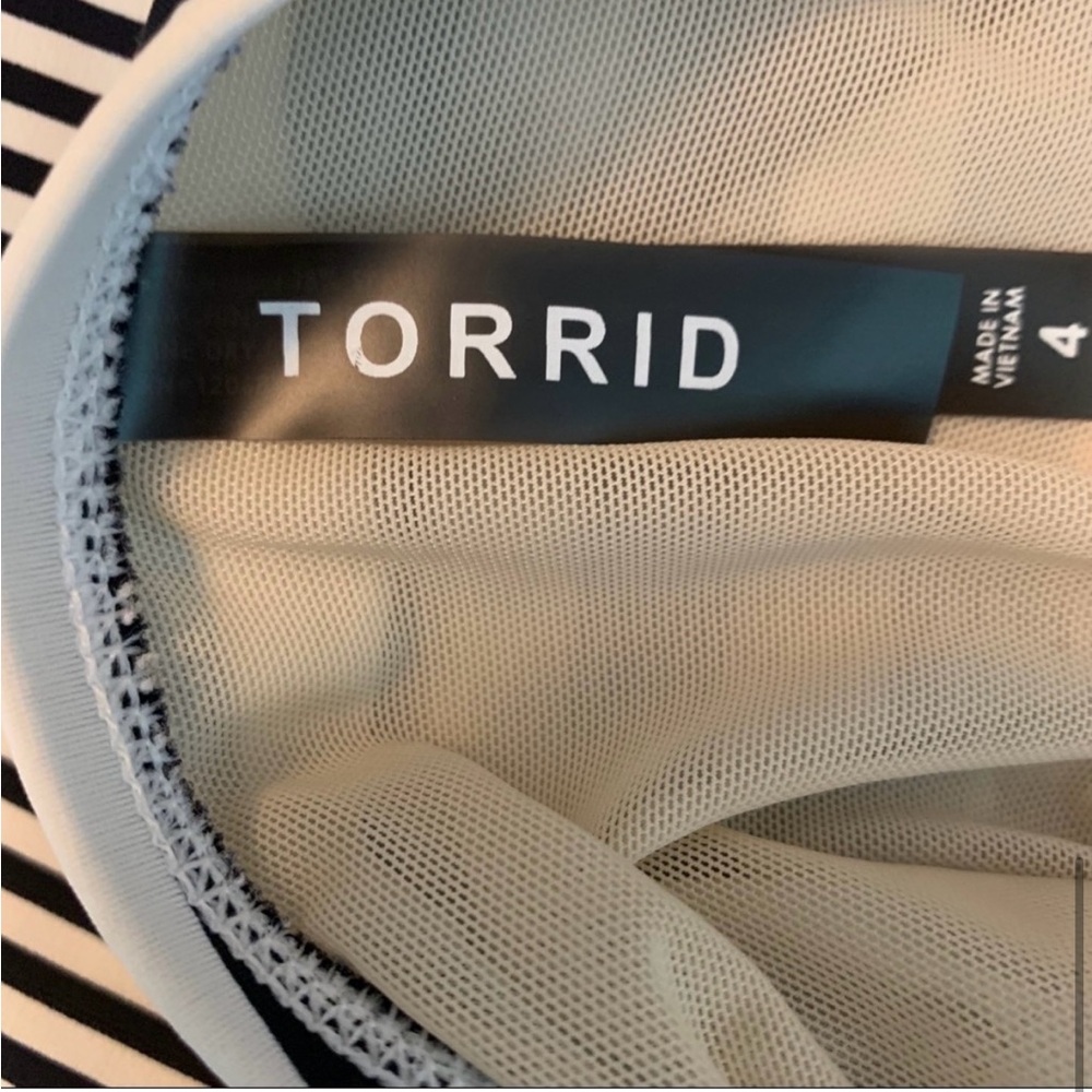Torrid | Black Cream Striped One Piece Swimsuit - Picture 6 of 7